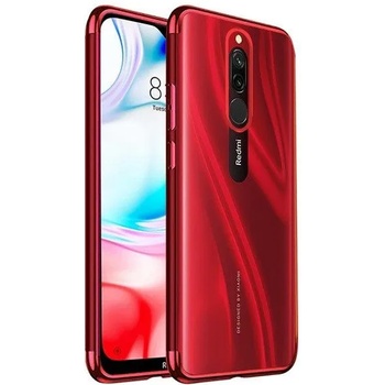 Xiaomi Силиконов прозрачен кейс New Electro за Xiaomi Redmi 8, Червена гланцирана рамка, Прозрачен (6123)