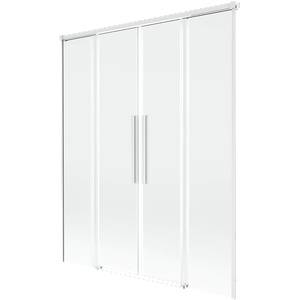 Mexen Rox 2-крилен разтегаем параван за баня 150 x 150 см, прозрачен, бял (8C9-150-002-20-00)