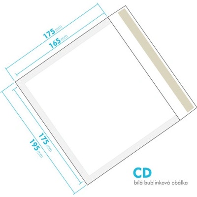 Bílá bublinková obálka CD vnitřní rozměr 175x165 mm