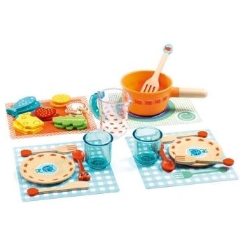 DJECO - Дървен сервиз за вечеря - Котенца (DJ06547)