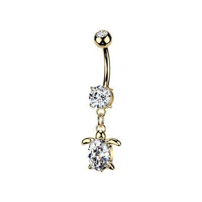 Šperky4U Zlacený piercing do pupíku želvička WP0142-GD