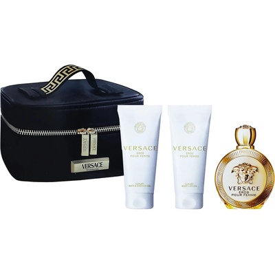 Versace Versace Eros Pour Femme SET: EDP 100 ml + sprchový gél 100 ml + tělové mléko 100 ml + Kabelka