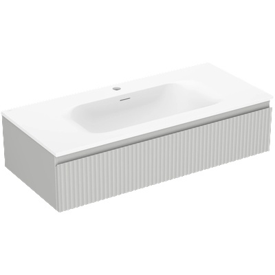 Mexen Rivel шкаф за баня 100 см с мивка Vela, 1 чекмедже, оребрен, сив мат/бял мат (91A20-10023-1-BF62-W23M01)