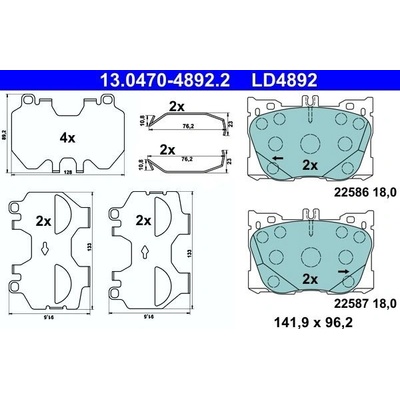 Sada brzdových platničiek kotúčovej brzdy ATE Ceramic 13.0470-4892.2