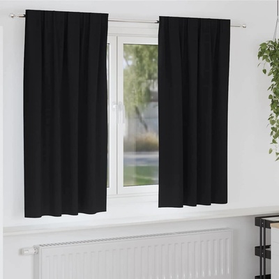 vidaXL Завеси за затъмняване с пръстени 2 pcs Черно 175 x 140 см (4107429)