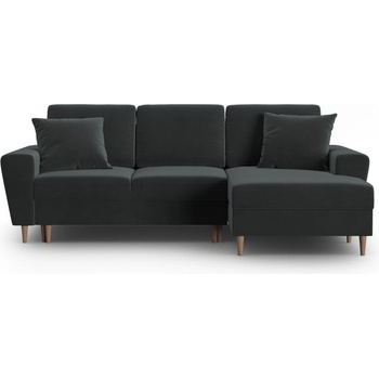 Cosmopolitan Design Тъмносив кадифен разтегателен ъглов диван с място за съхранение (десен ъгъл) Kyoto - Cosmopolitan Design (COS_RCF_2_F2_KYOTO9)