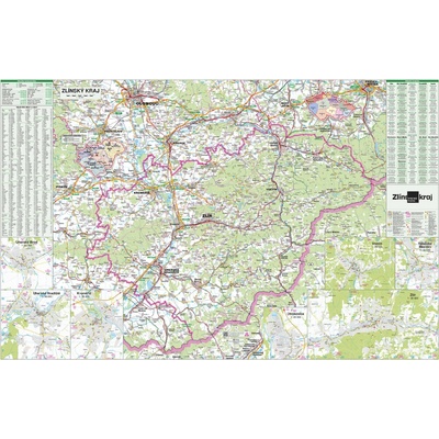 ZES Zlínský kraj - nástěnná mapa 150 x 95 cm Varianta: bez rámu v tubusu, Provedení: laminovaná mapa v lištách – Zboží Mobilmania