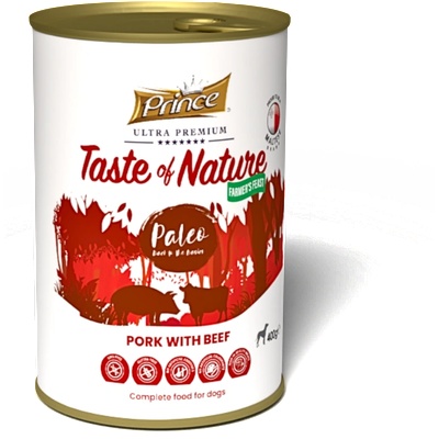 Petnutrition ПОСЛЕДНИ БРОЙКИ: Консерва за кучета със свинско и говеждо TASTE OF NATURE PALEO Pork with beef 400GR