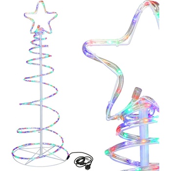 SPRINGOS LED špirálový svetelný stromček s hviezdou 135 cm vysoký so 192 LED diódami Viacfarebný LED vianočný stromček Špirálový jedličkový stromček pre vnútorné a vonkajšie nočné osvetlenie Stolná la