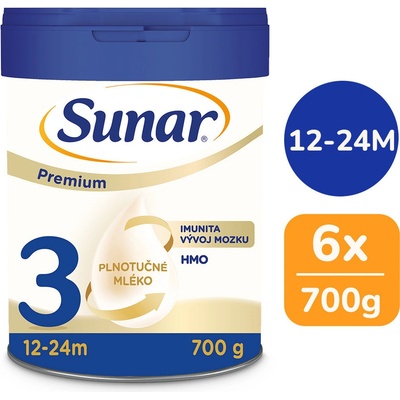 Sunar Premium 3 HMO batolecí mléko 6 x 700 g