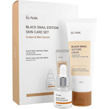 iUnik Black Snail regeneračný a hydratačný krém s extraktom zo slimáka 60 ml + protivráskové a regeneračné sérum 15 ml darčeková sada