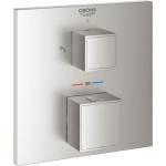 GROHE Grohtherm Cube Термостатичен смесител за душ с 2 изхода, матов хром, Supersteel, без тяло за вграждане (24154DC0)