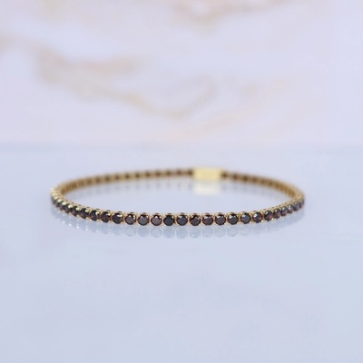 Lillian Vassago Zlatý tenisový náramek zdobený hnědými zirkony LLV03-GB005