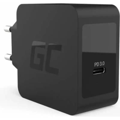Green Cell Wall Charger USB-C 60W PD - захранване за ел. мрежа с USB-C изход и USB-C към USB-C кабел за лаптопи и мобилни устройства (черен)