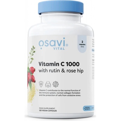 Osavi Vitamin C with Rutin a Rose Hip 1000 mg 120 vegan kapslí