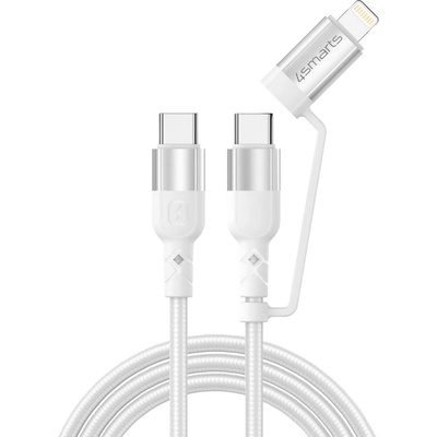 4smarts ComboCord CL USB-C to USB-C and Lightning Cable - качествен многофункционален кабел USB-C към USB-C или Lightning (150 см) (бял) (D65019)