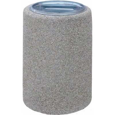 HTI Kulatý betonový koš 70l Vetra Šedý štěrkovaný beton