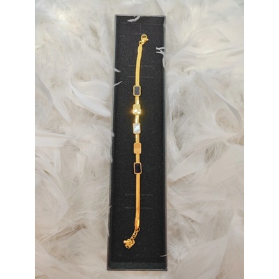 Gella 3.8NAR náramok na ruku dámsky zlatý s obdĺžnikovými aplikáciami