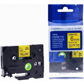Pro Brother Съвместима лента с Brother TZ-611 / TZe-611, 6mm x 8m, черен печат / жълт фон (TZe611)