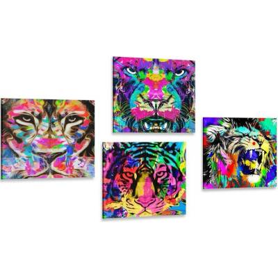 Set obrazů zvířata v pop art stylu - 4x 40x40