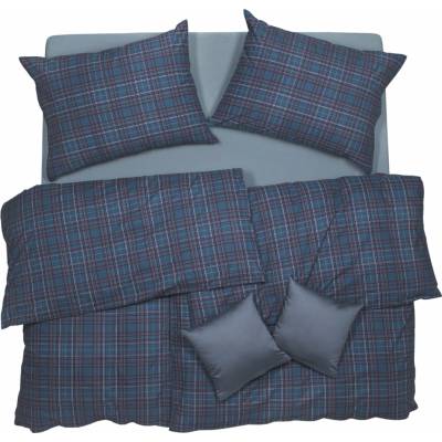 SCANquilt obliečky KLASIK SOFT kocky modrá 140x200 70x90