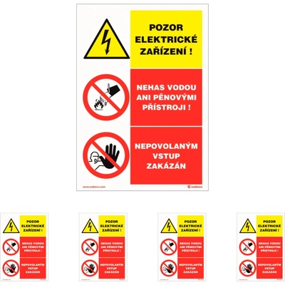 Walteco Pozor, elektrické zariadenie, trojkombinácia, 148x210mm, samolepka Množstvo: 5 ks , 20776BP1