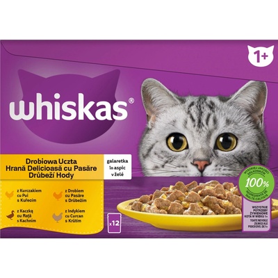 Whiskas hydinové hody v želé kura kačka hydina morka 12 x 85 g