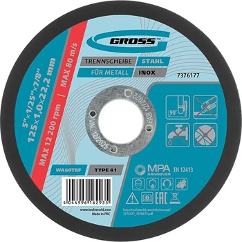 GROSS Диск за рязане на метал gross - 125 × 1, 0 × 22, 2 мм (7376177)