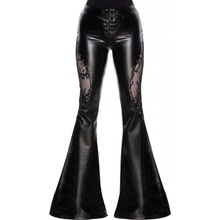 Killstar nohavice plátené Sable Lace Flares čierné