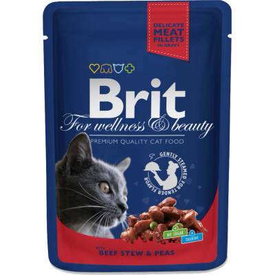 Brit cat говеждо месо и грах 100г