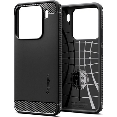 Spigen Xiaomi 15 SPIGEN RUGGED ARMOR силиконов протектор за телефон, устойчив на удар, карбонов модел, ЧЕРЕН ACS08859 (ACS08859)