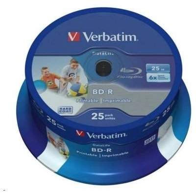 Verbatim BD-R SL Datalife HTL (25-pack)Blu-Ray/Spindle/6x/25GB Wide Printable (43811)