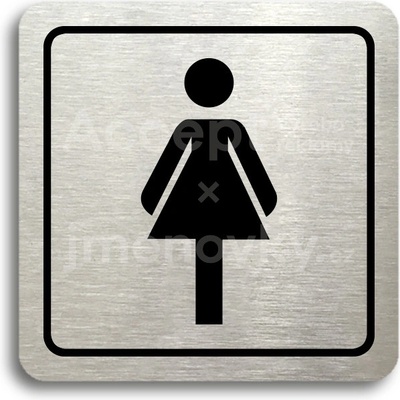 ACCEPT Piktogram WC ženy - stříbrná tabulka - černý tisk