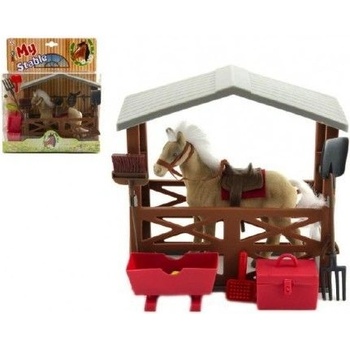 Teddies Kůň fliška se stájí a doplňky plast 23x27x9 cm