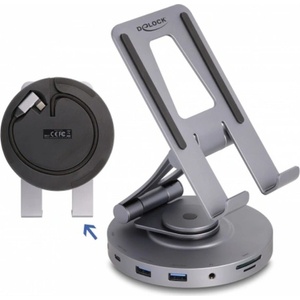 Delock Таблет и лаптоп Docking Station 4K HDMI/USB/SD 360° завъртане (88017)