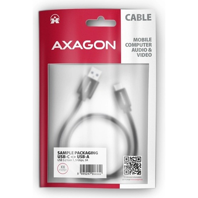 Axagon BUCM3-AM15AB SPEEd USB-C USB-A, USB 3.2 Gen 1, 3A, ALU, oplet, 1,5m, černý