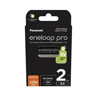 Panasonic Акумулаторна батерия, молив AA, 2x2500 mAh Ni-MH, PANASONIC "Eneloop Pro" BK3HCDE-2BE-N (BK3HCDE-2BE-N)