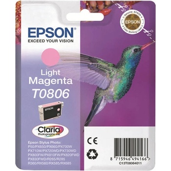 Epson Мастилена касета EPSON T0806 ink cartridge light magenta standard capacity 7.4ml 685 страници, 1 брой blister without alarm (C13T08064011)