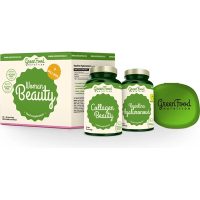 GreenFood Nutrition Woman Beauty Collagen Beauty 60 ks + Hyaluronic Acid 60 ks + Pillbox