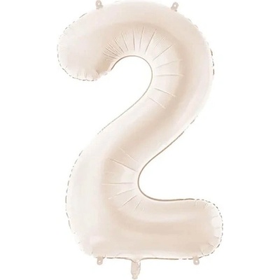 PartyDeco Balónek fóliový číslo 2 světle teplá béžová 86 cm