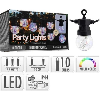 ProGarden Světelný řetěz LED PARTY 10 žárovek 7,5m barevná