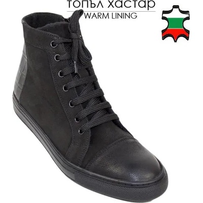 Български обувки Мъжки кецове от естествена кожа, естествен набук и кроко кожа на петата 20672