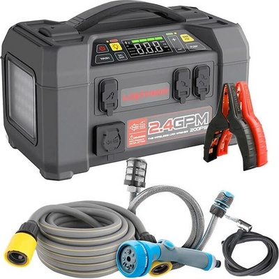 Lokithor 5-in-1 Power Bank with Jump Starter and Compressor 20000mAh - качествена външна батерия 8800mAh, фенер, JumpStarter, компресор и помпа за вода за автомобил (черен)