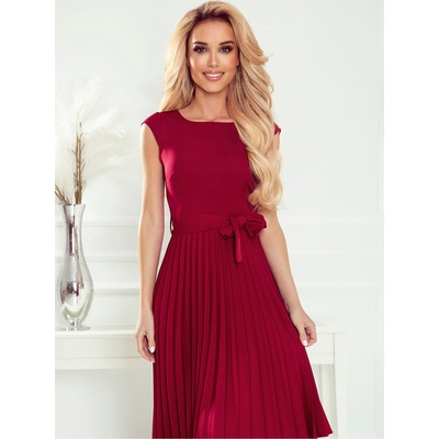 Numoco Плисирана рокля с къс ръкав - бордо Numoco LILA numoco | Kafyav | ЖЕНИ | XL