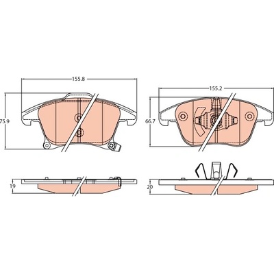 TRW Sada brzdových platničiek kotúčovej brzdy GDB2092