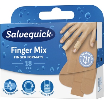 Salvequick Aqua resist na prsty 3 rozmery 18 ks