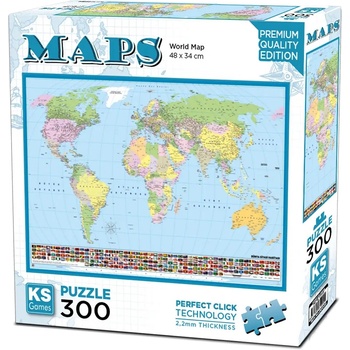 KS Games Пъзел KS Games от 300 части - Карта на света (19264)