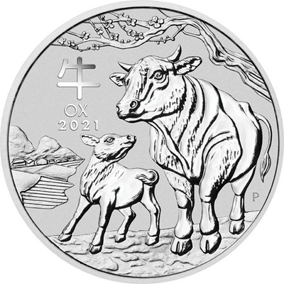 Perth Mint Strieborná minca Rok Buvola 5 Lunar III 2021 1/2 oz