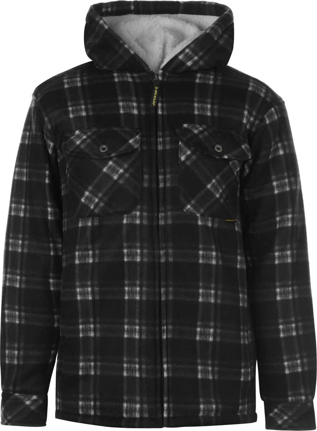 Dunlop full zip checked best sale hoodie mens