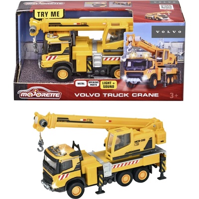 Majorette Autíčko stavebné so žeriavom Volvo Truck Crane kovové so zvukom a svetlom dĺžka 22 cm